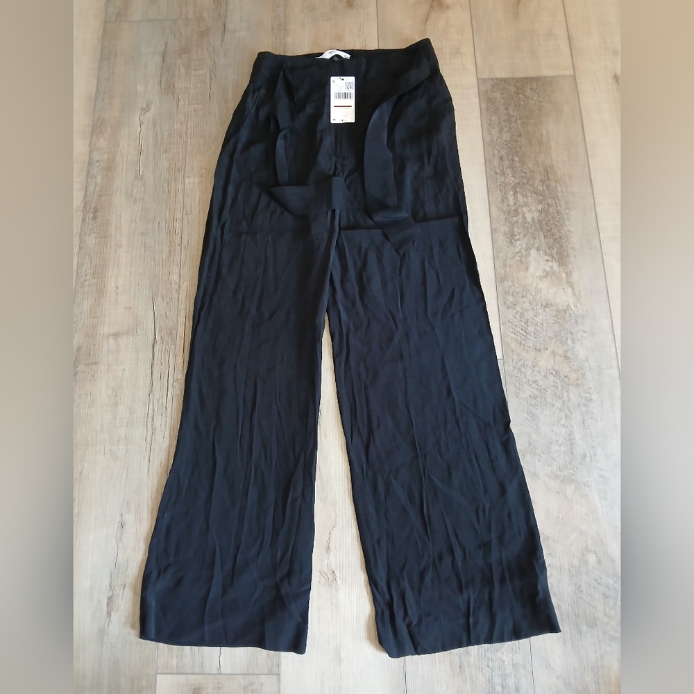 NWT Mango Women's Tie Waist Pants in Black, Size XS - Picture 4 of 11